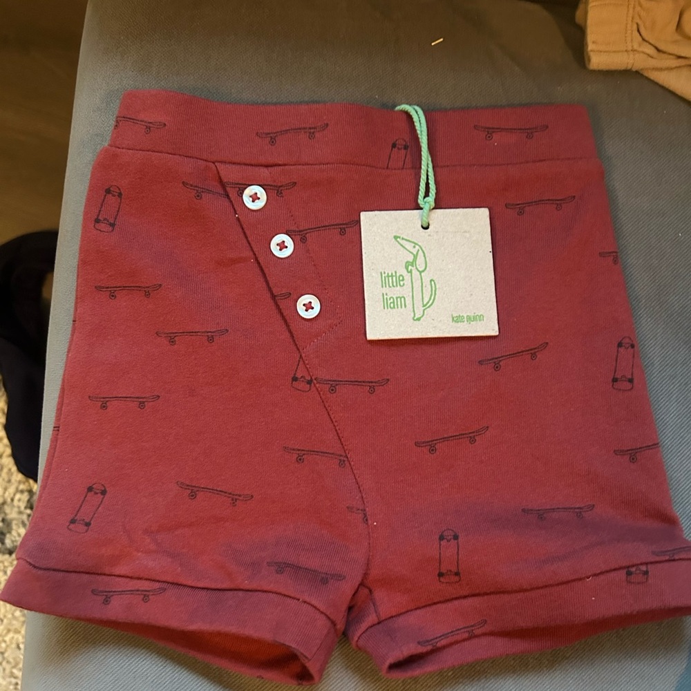Kate Quinn Maroon Skateboard Pattern Shorts